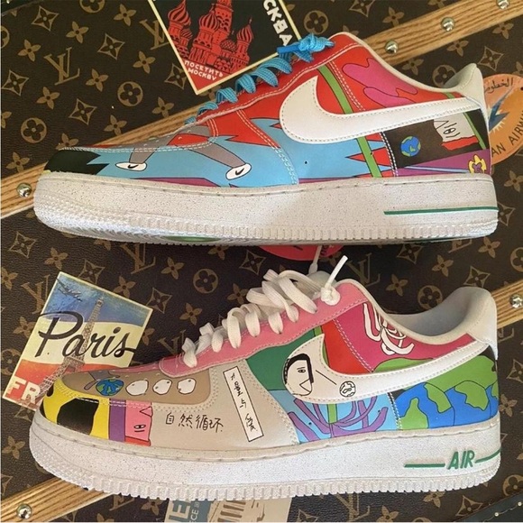 Nike Air Force 1 Low x Ruohan Wang Multi-Color 2020. Flyleather AF1, Men's US 11 - Picture 2 of 8